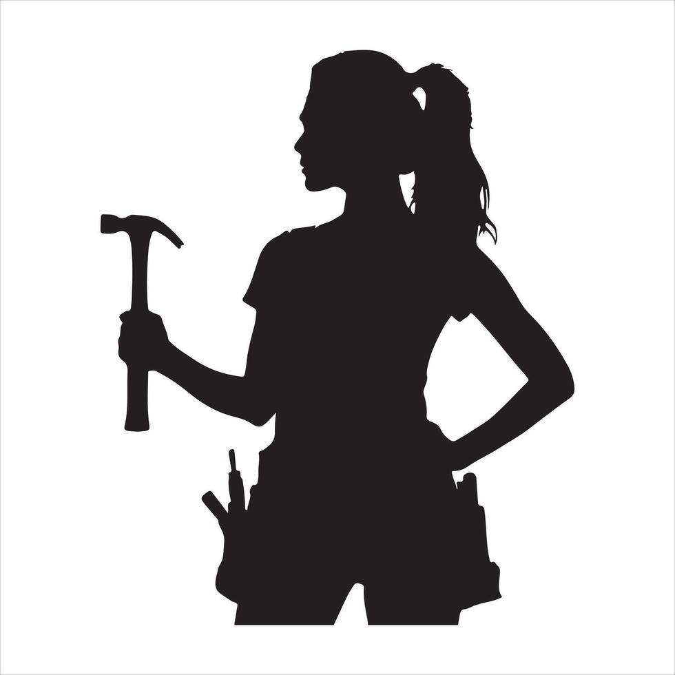 craftswoman silhouette white background vector
