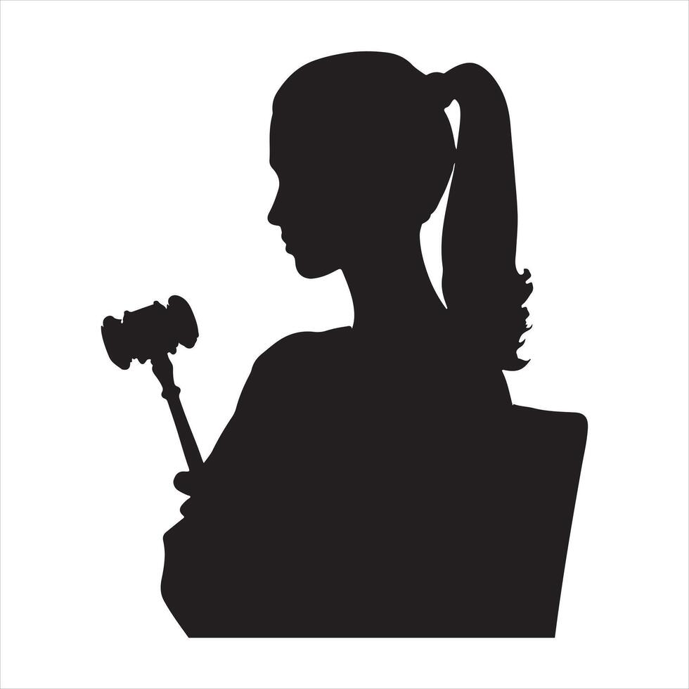 Female judge silhouette white background vector