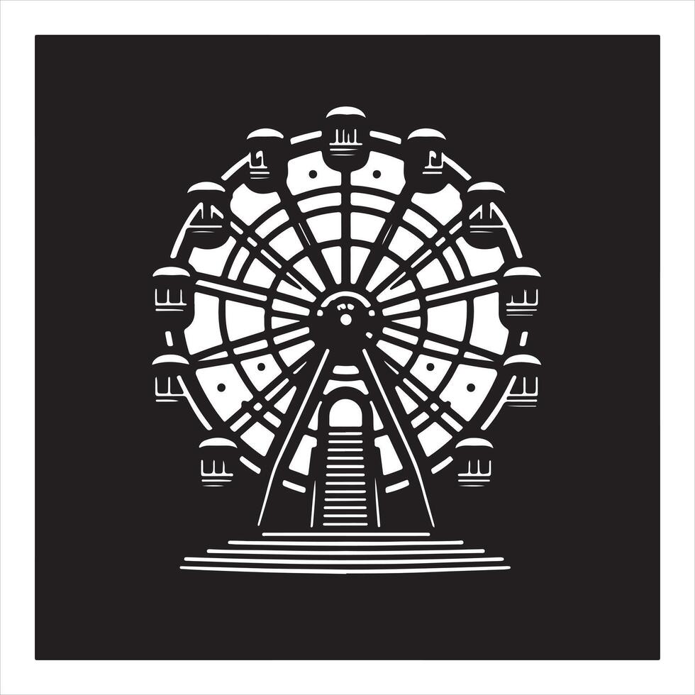 Ferris wheel isolated icon. A simple black and white silhouette illustration of a carousel.Ferris wheel isolated icon silhouette white background vector