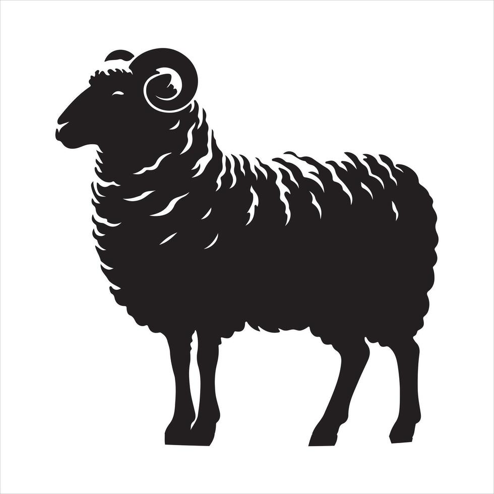 Sheep silhouette isolated on white background vector