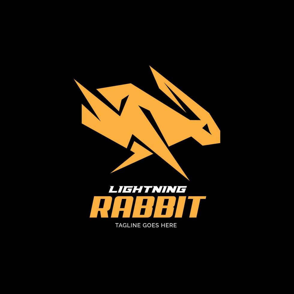 Abstract Geometric Lightning Rabbit Logo Template vector
