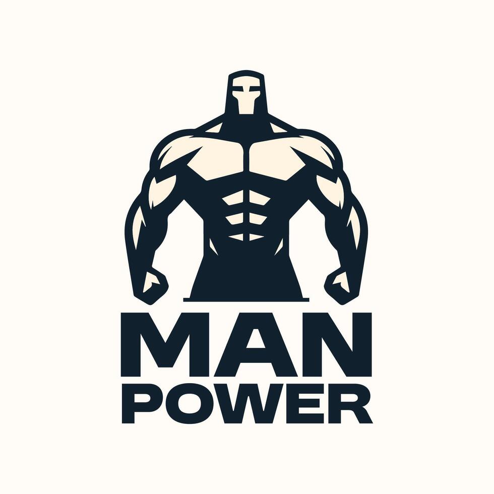 Flat Power of Man Logo Design Template vector