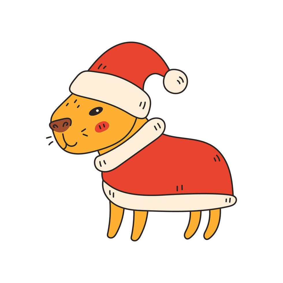 Christmas Capybara Dressed as Santa vector