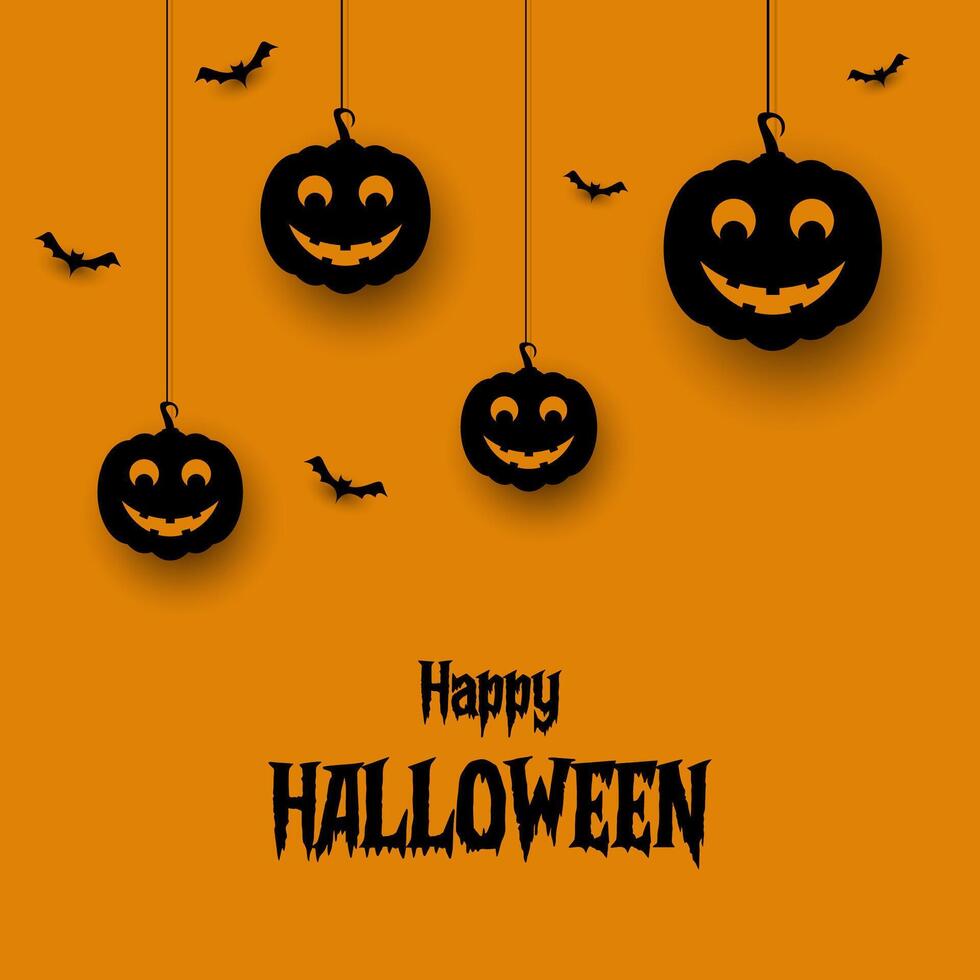 Halloween background with hanging pumpkins and bats vector