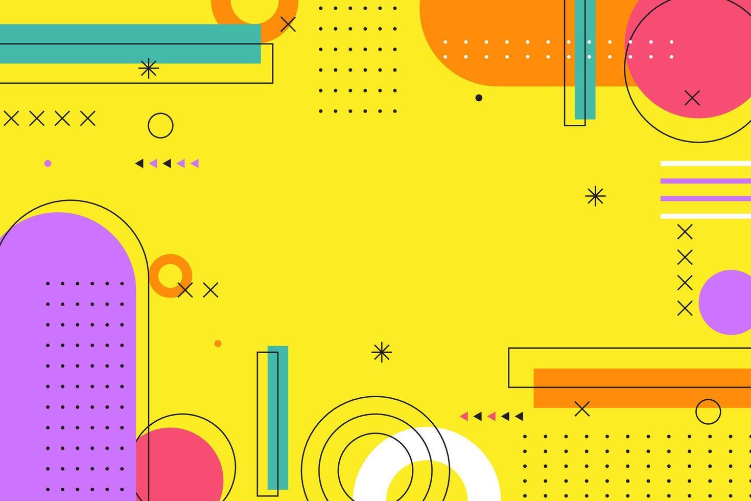 Abstract flat geometric shape in yellow background vector