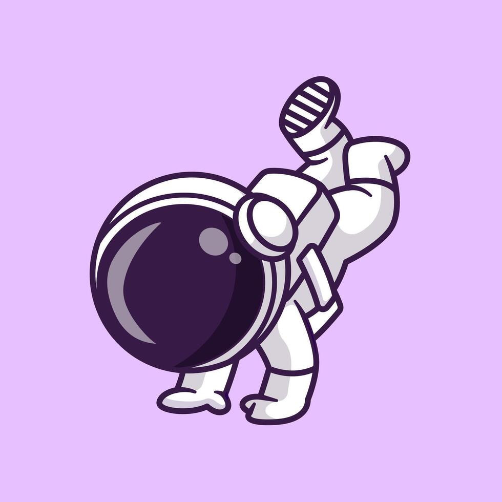 Cute Astronaut Hand Stand Cartoon vector