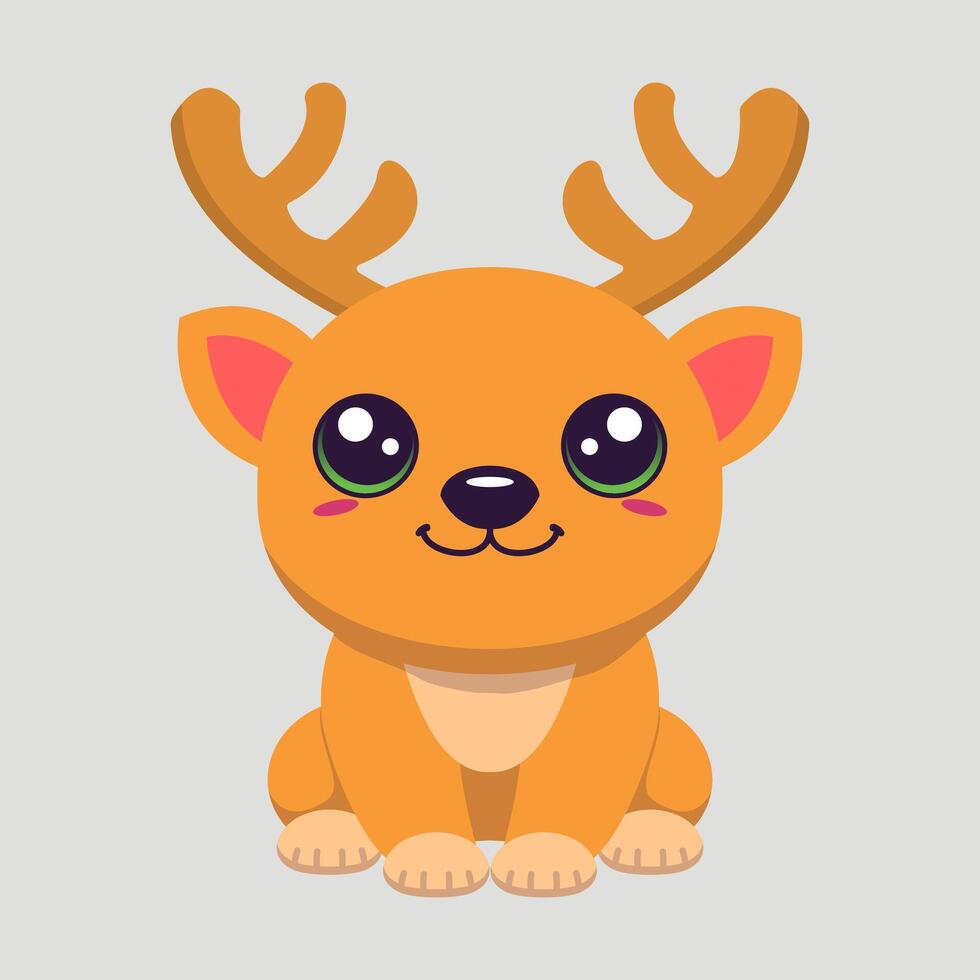 Cute deer animal cartoon illustration design vector