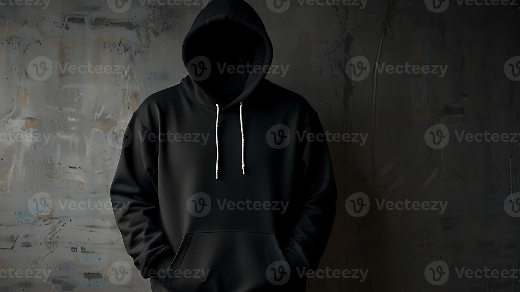 Blank hoodie mockup .Blank sweatshirt black color preview template front and back view on white background. crew neck mock up isolated on white background. Cloth collection. photo