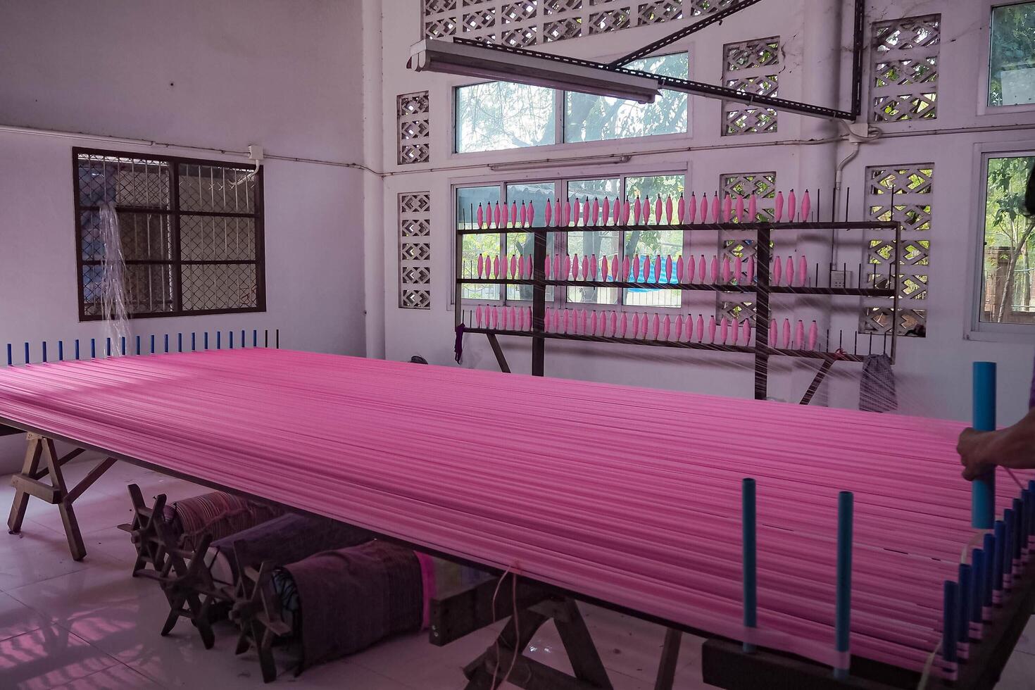 Teen Jok, a Thai local wisdom known for silk weaving, is located in western Thailand. photo