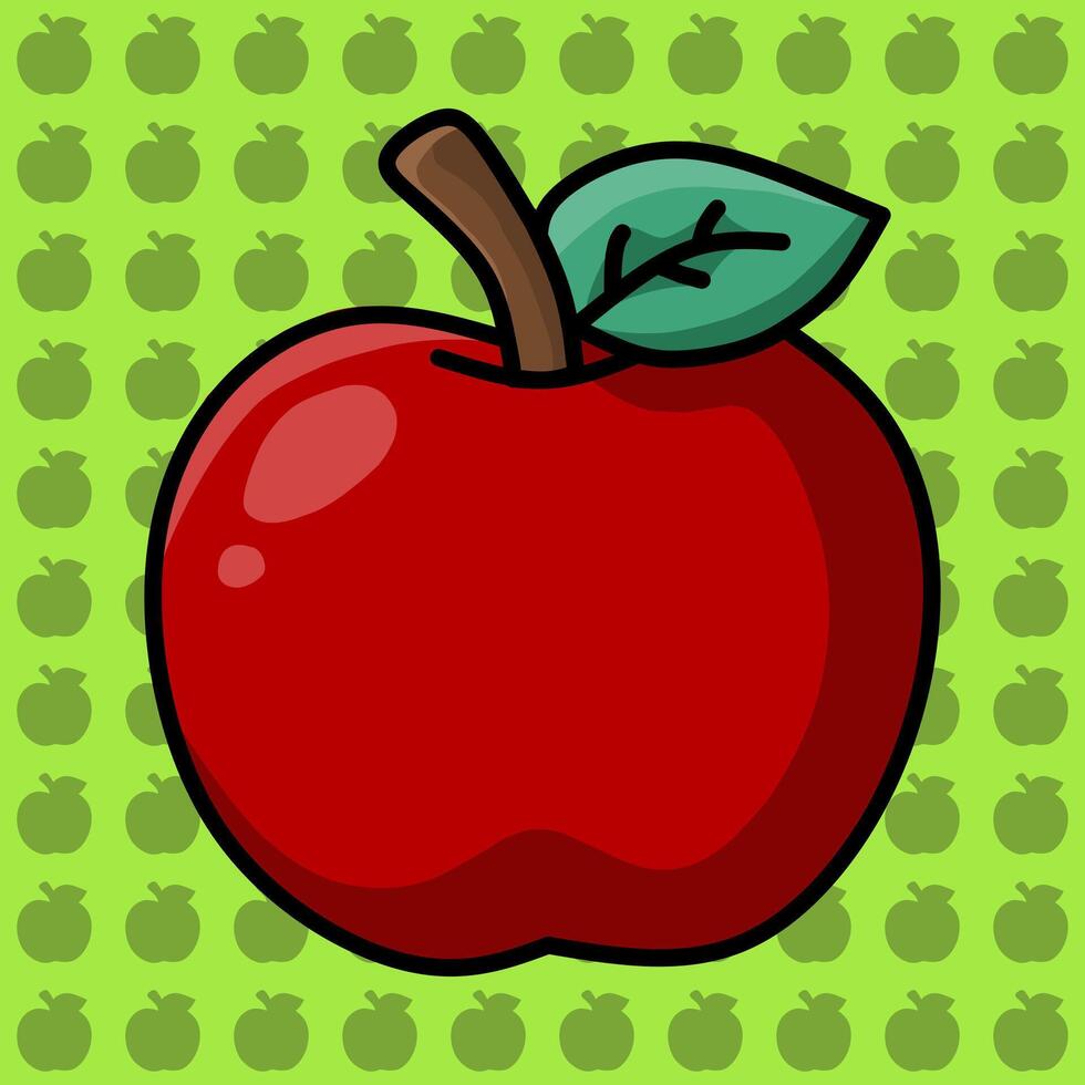 Illustration of Apple cartoon icon. The concept of Food Fruit Icons at the forefront. Flat Cartoon vector