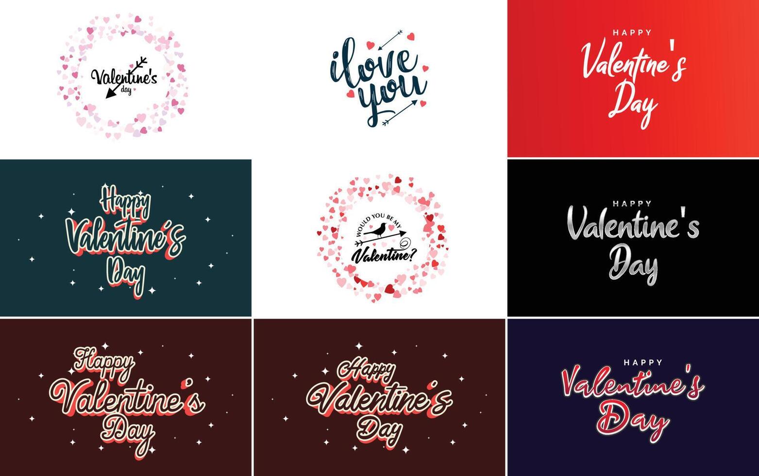 Happy Valentine s Day hand lettering calligraphy text and heart isolated on white background illustration vector