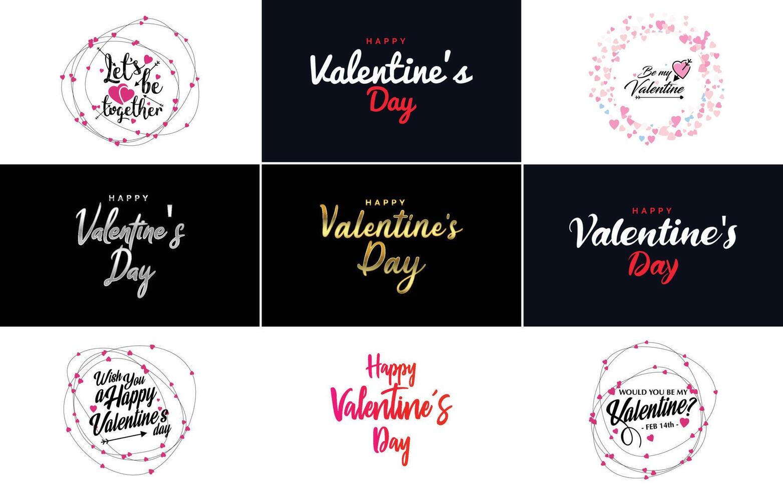 Happy Valentine s Day typography poster with handwritten calligraphy text isolated on white background illustration vector