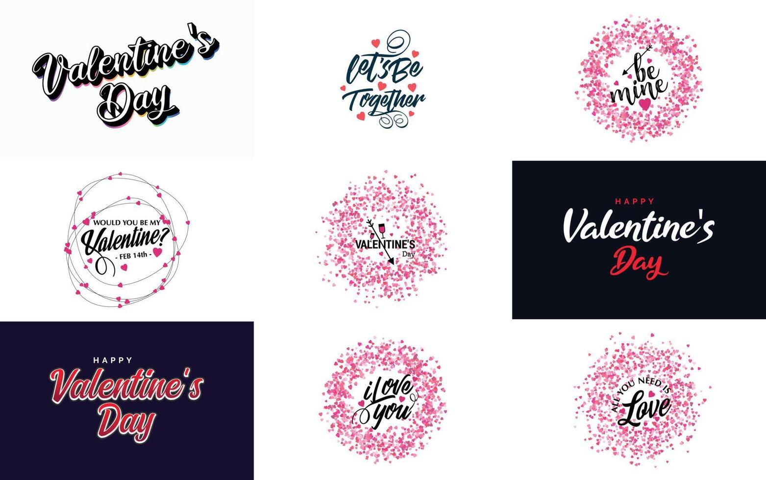 Happy Valentine s Day typography poster with handwritten calligraphy text isolated on white background vector