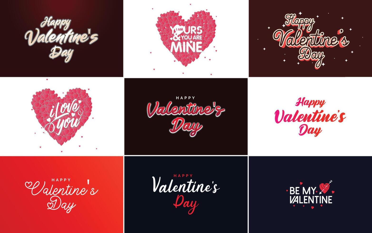 Happy Valentine s Day typography poster with handwritten calligraphy text isolated on white background illustration vector