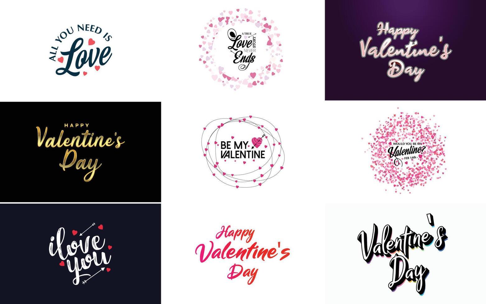 Happy Valentine s Day typography poster with handwritten calligraphy text isolated on white background illustration vector
