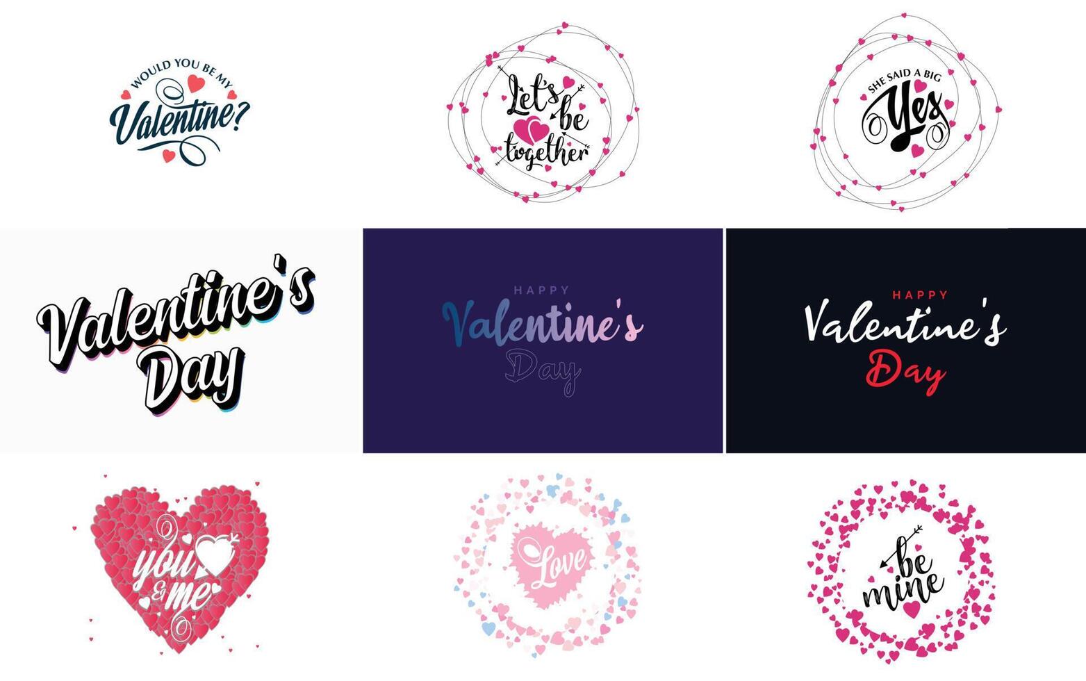 Happy Valentine s Day typography poster with handwritten calligraphy text isolated on white background illustration vector