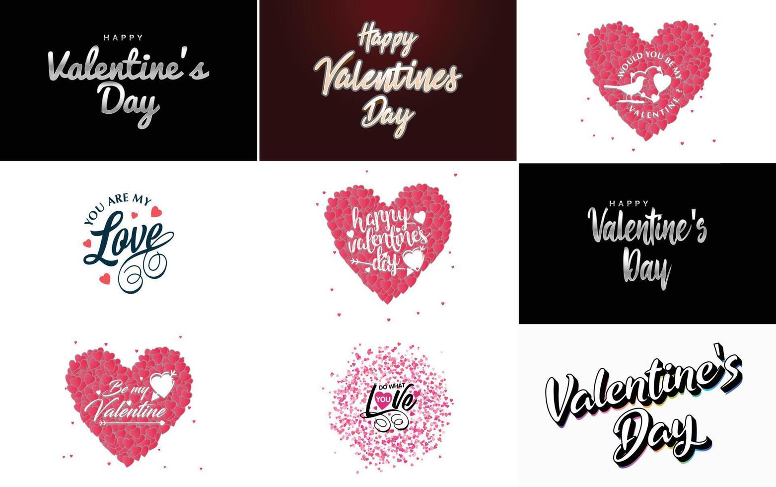 Happy Valentine s Day typography poster with handwritten calligraphy text isolated on white background illustration vector