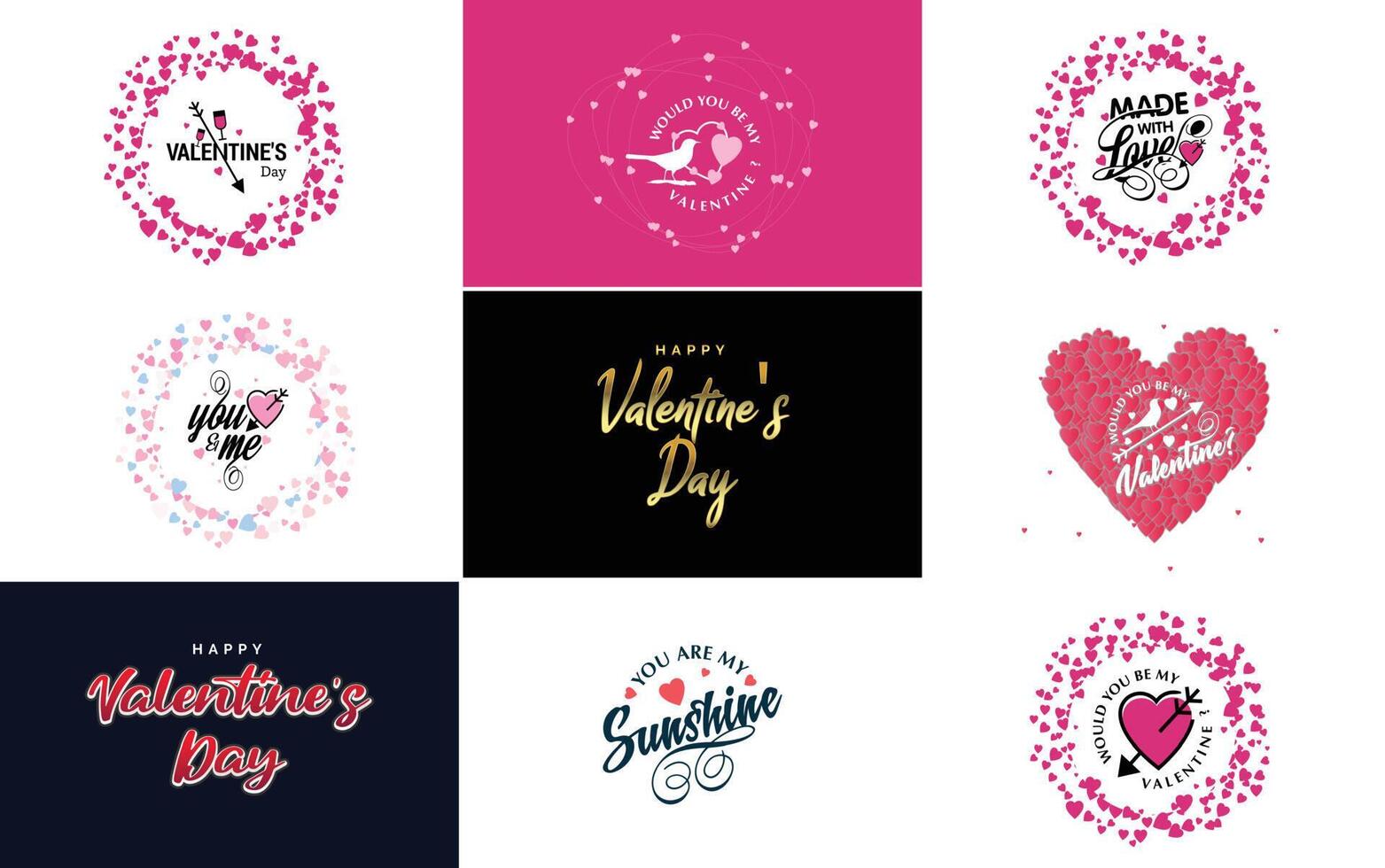 Happy Valentine s Day typography poster with handwritten calligraphy text isolated on white background illustration vector