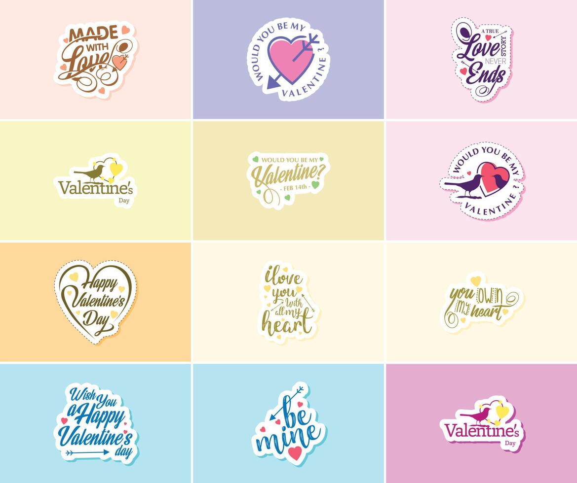 Valentine s Day A Time for Romance and Creative Expression Stickers vector