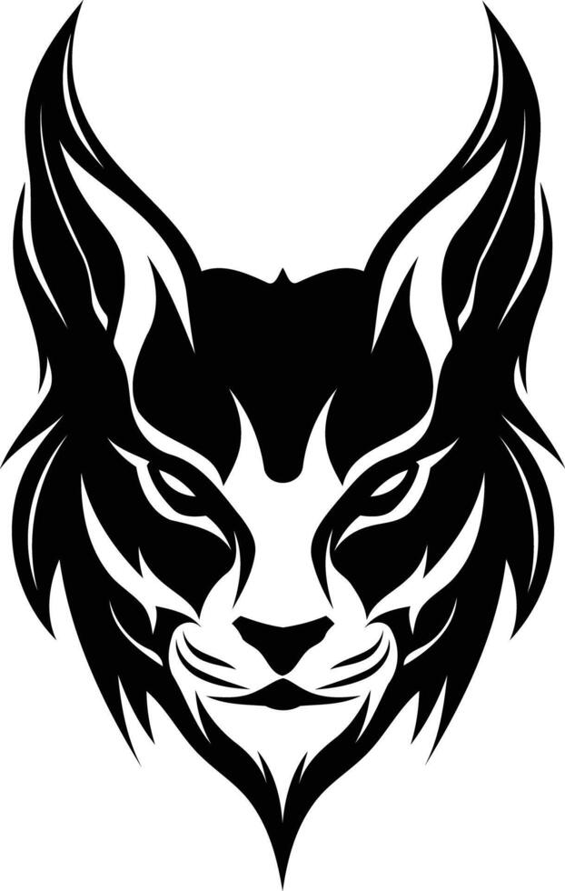 A powerful, minimalist black and white logo of a stylized cat s face vector