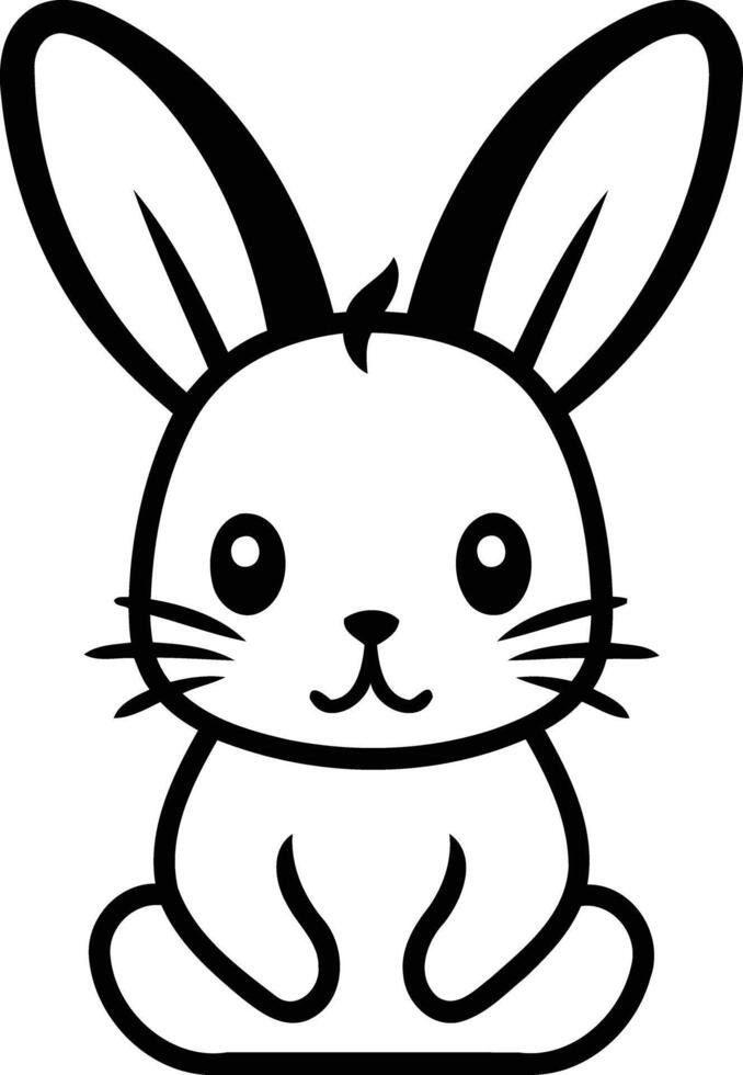 Cute cartoon bunny rabbit in a simple line art style, perfect for children s books, coloring pages, or as a fun icon vector