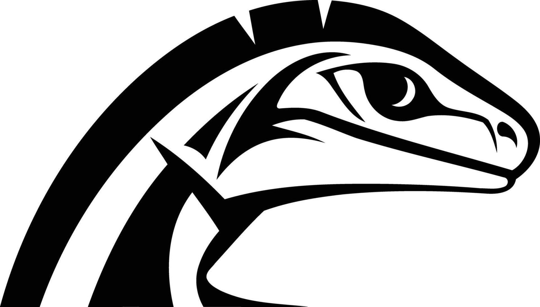 A fierce and stylized black and white logo of a lizard s head, perfect for a brand or team seeking a powerful symbol of speed, strength, and agility vector