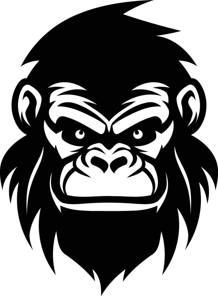A powerful and striking illustration of a gorilla s face, rendered in bold black and white vector