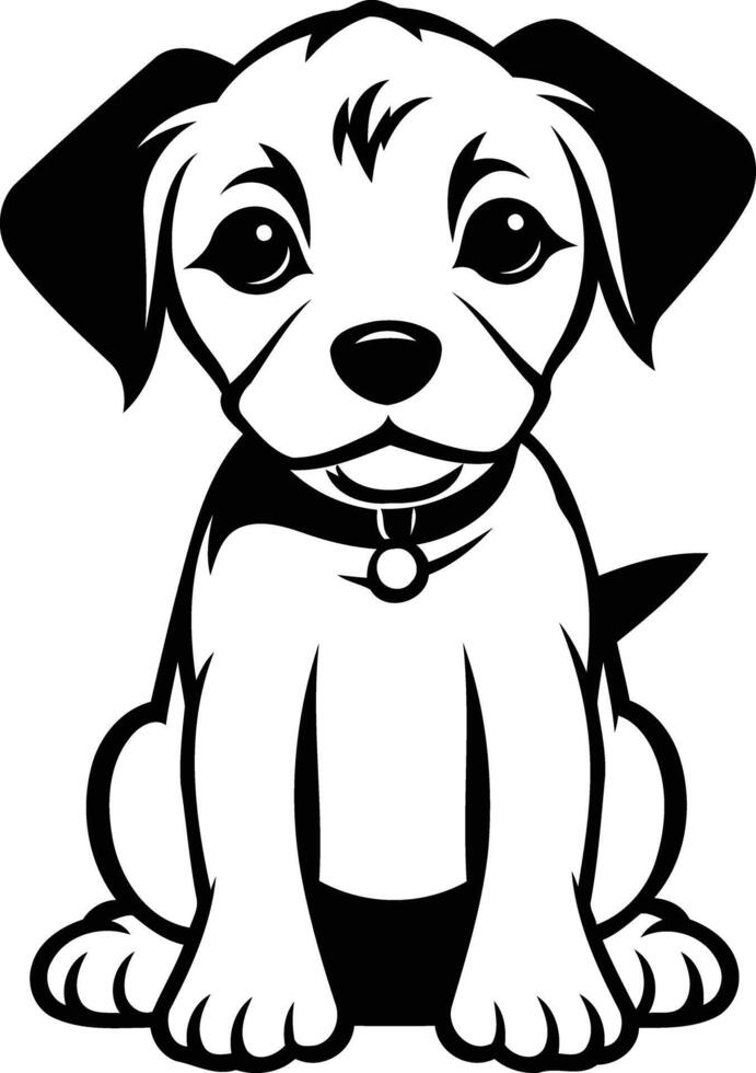 Cute cartoon puppy sitting with big eyes and a collar, perfect for pet related designs, children s books, or merchandise vector