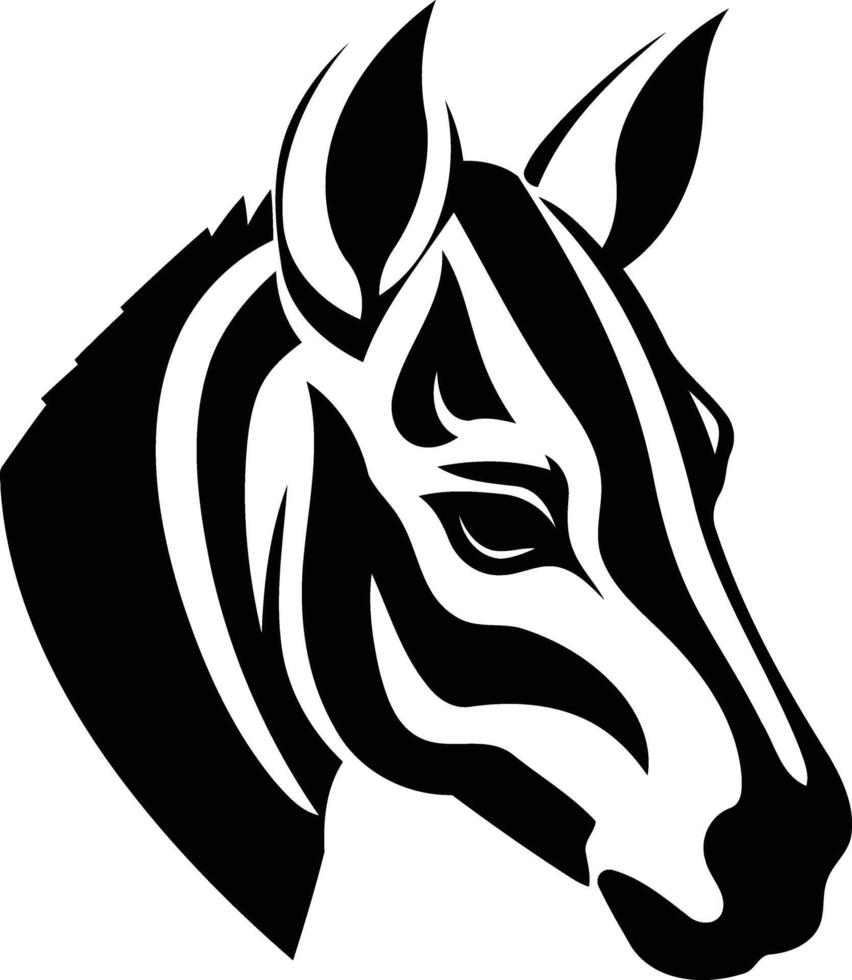 Striking black and white element illustration of a zebra s head vector