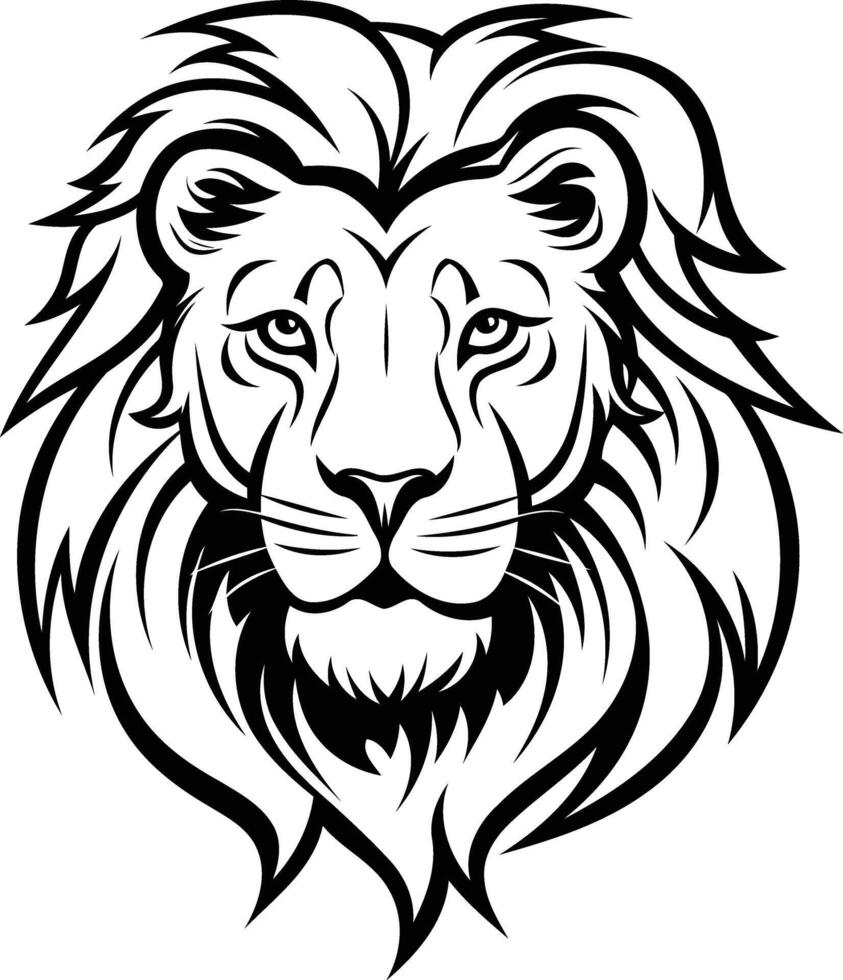 Black and white element illustration of a majestic lion s head, perfect for tattoo designs, logo inspiration, and branding vector