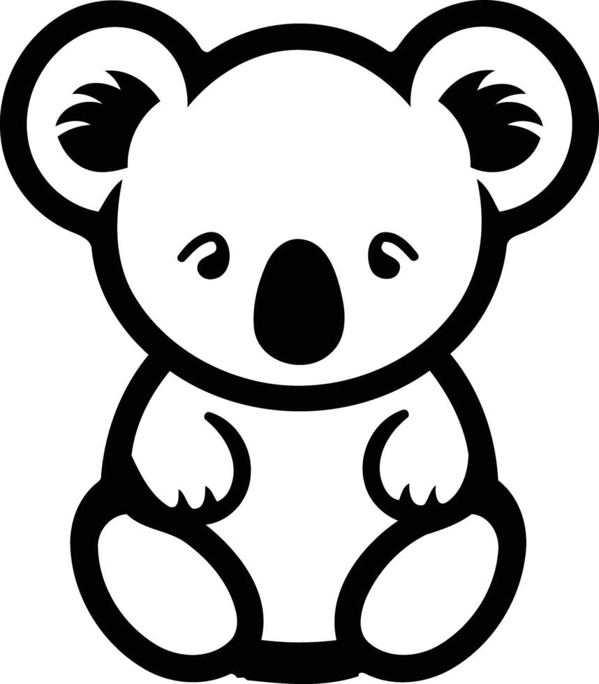 Adorable black and white cartoon koala illustration, perfect for children s books, nursery decor, or any project needing a cute and cuddly design vector