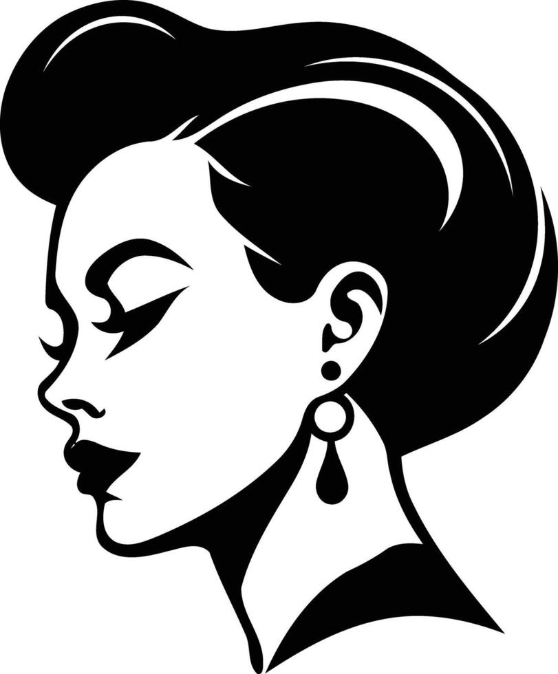 Elegant black and white illustration of a woman s profile vector