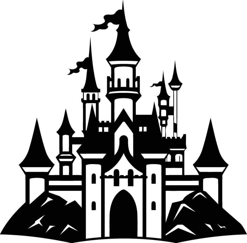A classic silhouette of a fairytale castle, perfect for branding, children s books, or websites vector