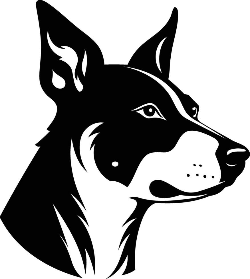 A striking black and white silhouette of a dog s head, perfect for logo designs, tattoos, and pet related projects vector