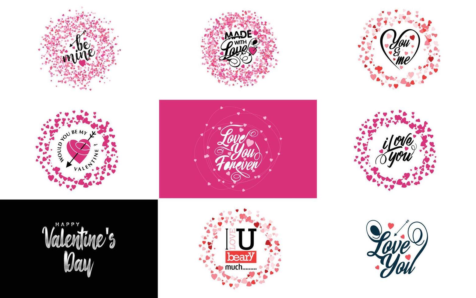 Happy Valentine s Day typography poster with handwritten calligraphy text isolated on white background illustration vector