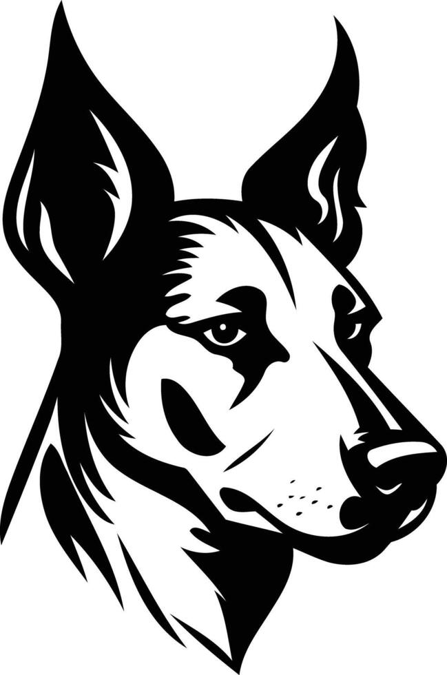 A strong and striking black and white illustration of a dog s head, perfect for t shirt designs, logos, and branding for pet related businesses vector