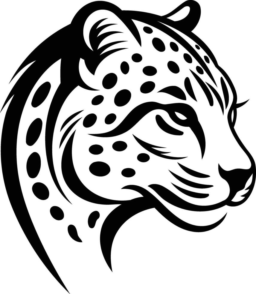 A bold and stylish black and white tattoo design of a cheetah s head vector