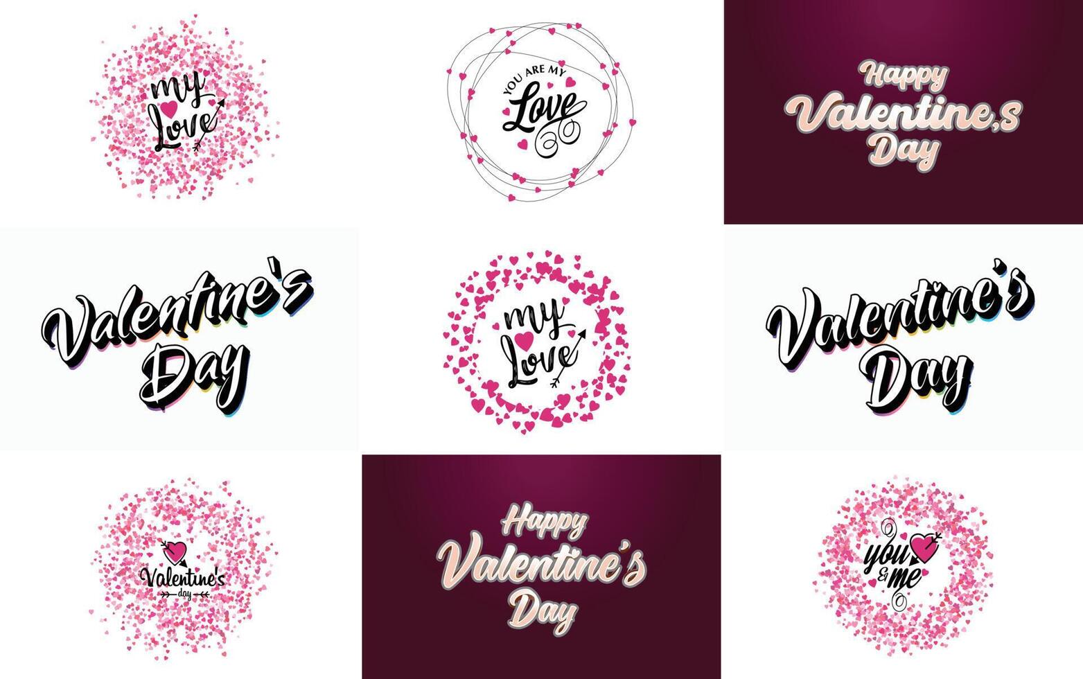 Happy Valentine s Day typography poster with handwritten calligraphy text isolated on white background illustration vector