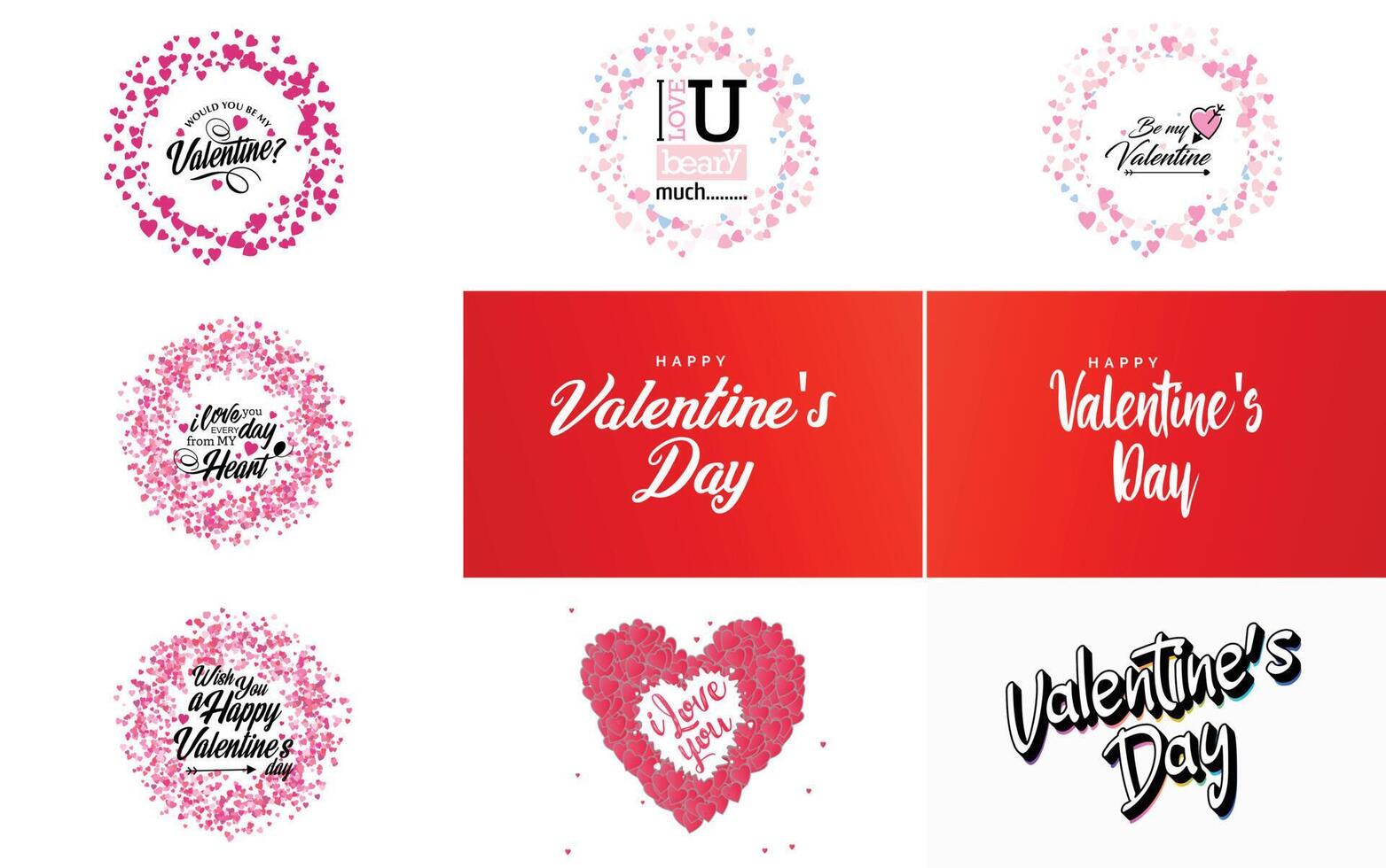 Happy Valentine s Day hand lettering calligraphy text and heart isolated on white background illustration vector