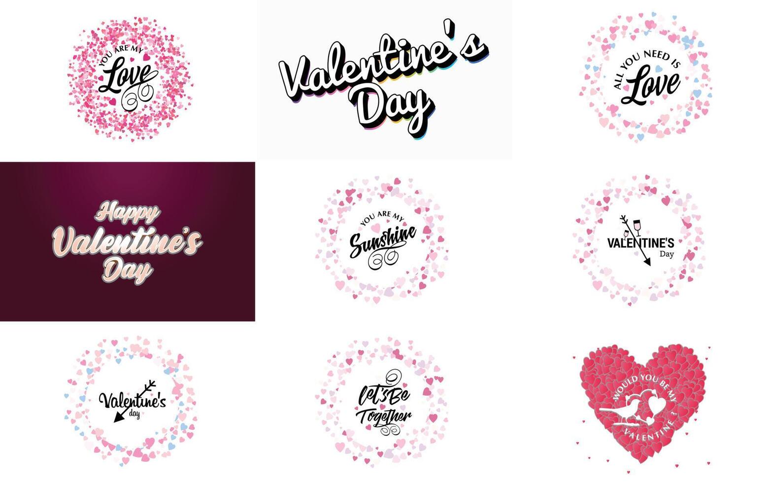Happy Valentine s Day greeting card template with a romantic theme and a red color scheme vector