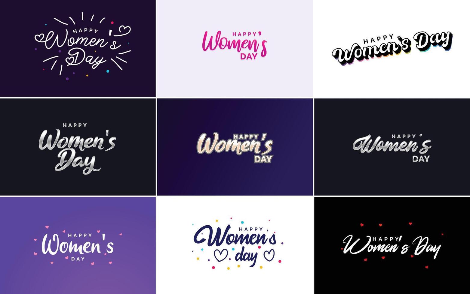 Set of Happy International Woman s Day signs and emblems design elements signs labels badges collection vector