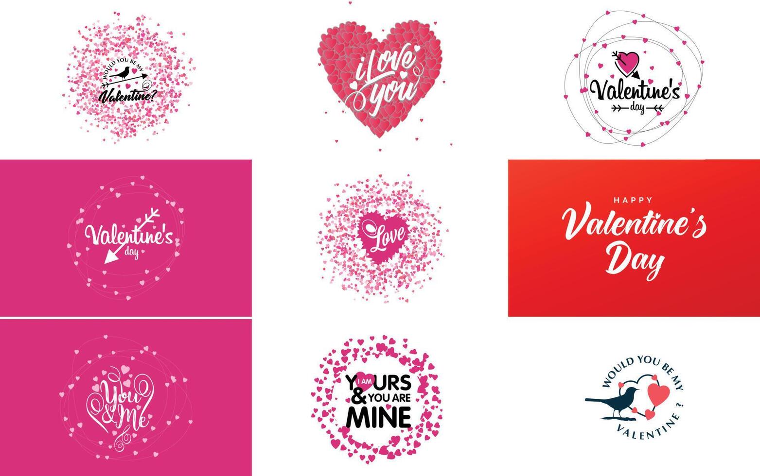 Happy Valentine s Day typography poster with handwritten calligraphy text isolated on white background illustration vector