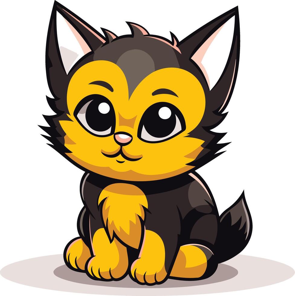 Cute cartoon cat with big eyes and a friendly smile, perfect for children s books, websites, or merchandise vector