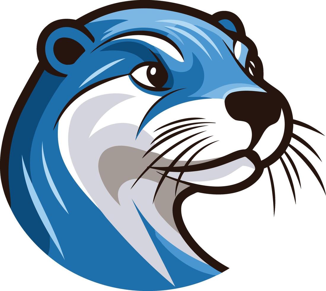 A bold and playful blue otter head mascot, perfect for branding, sports teams, and children s products vector