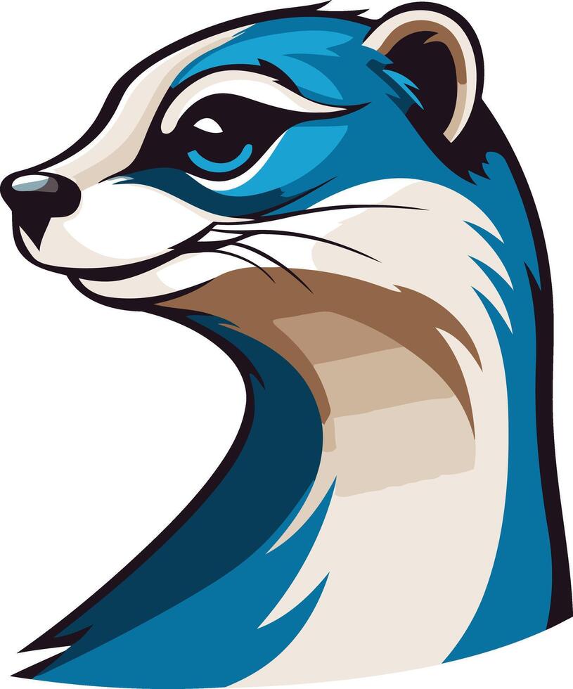 A friendly cartoon ferret with blue fur and a playful smile vector