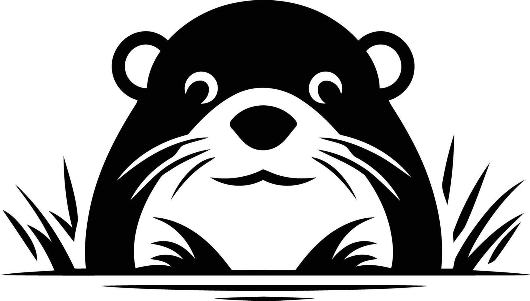 Cute cartoon otter peeking out of the grass vector