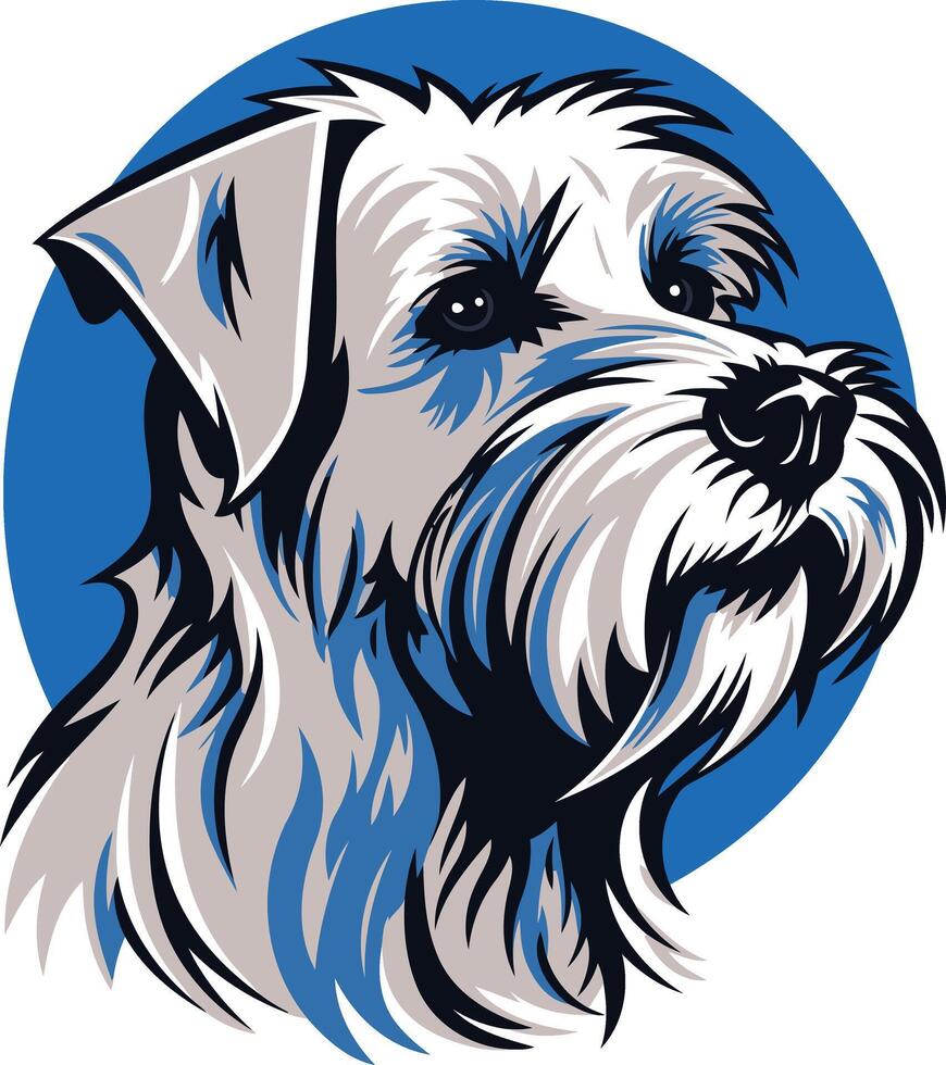 A striking illustration of a schnauzer s head, featuring bold lines and a minimalist, modern style vector