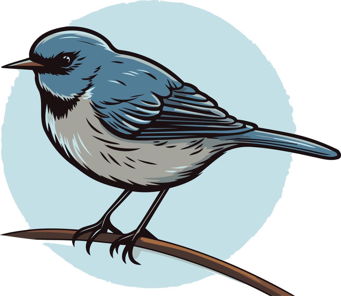 A charming cartoon illustration of a bluebird perched on a branch, perfect for nature themed designs, children s books, or social media content vector