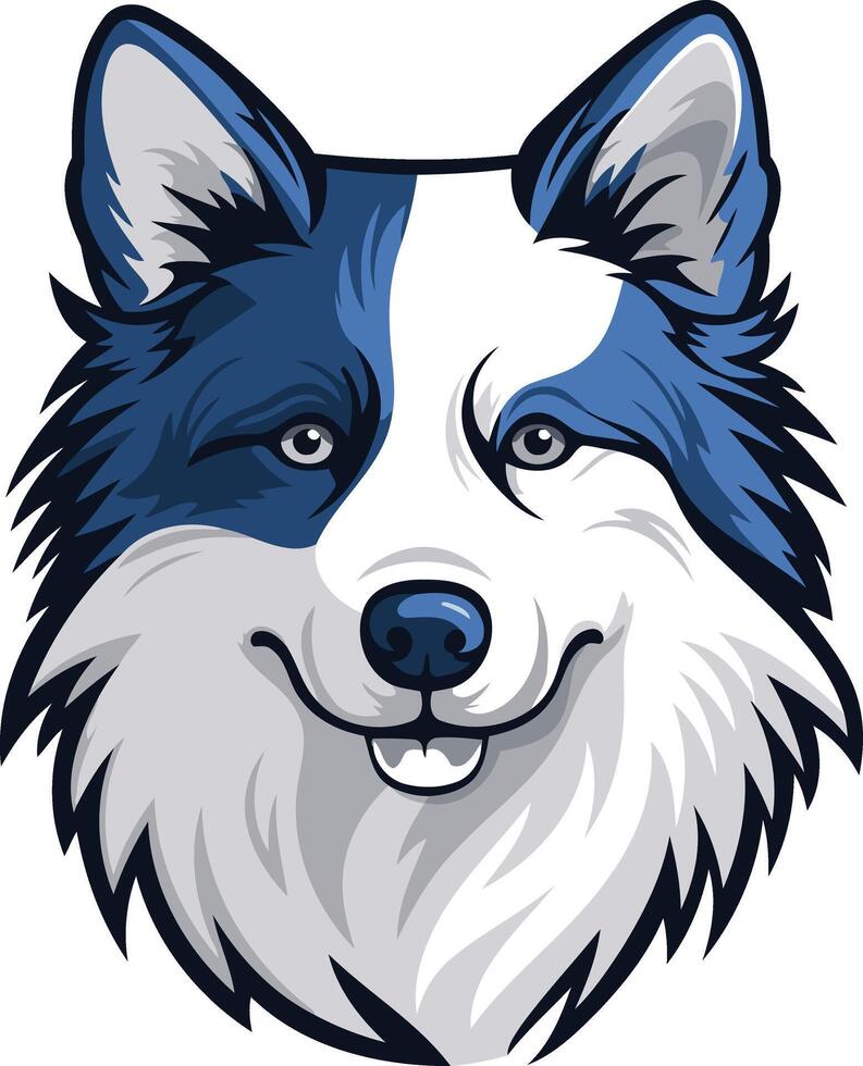 Cute cartoon dog with blue ears and a friendly smile vector