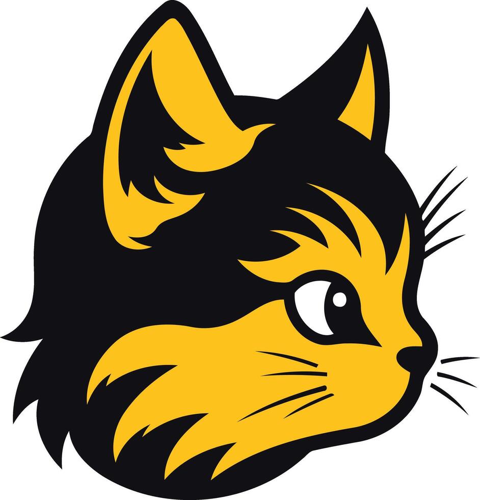 A bold and playful illustration of a cat s head, perfect for branding, logos, and mascot designs vector